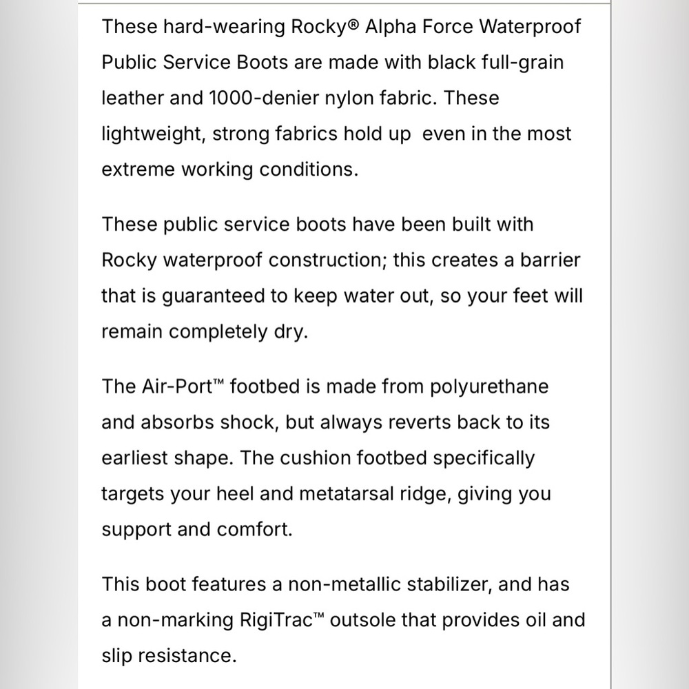 NEW IN BOX Rocky 8” AlphaForce Waterproof Public Service Boots - Picture 7 of 8